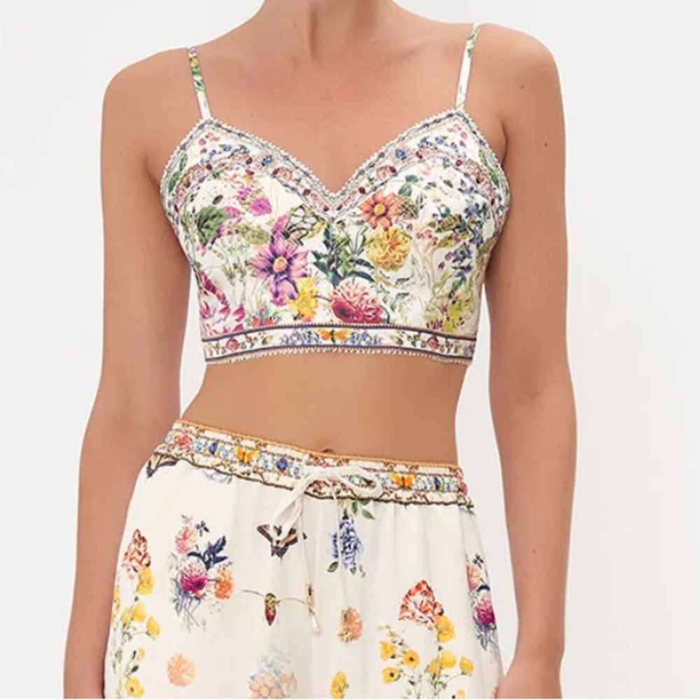 Camilla 2 piece skirt set Queens Bee New Silk crop top and skirt set L - Picture 4 of 9